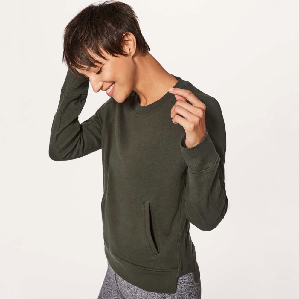 Lululemon | Press Pause Crew Dark Olive Size 4